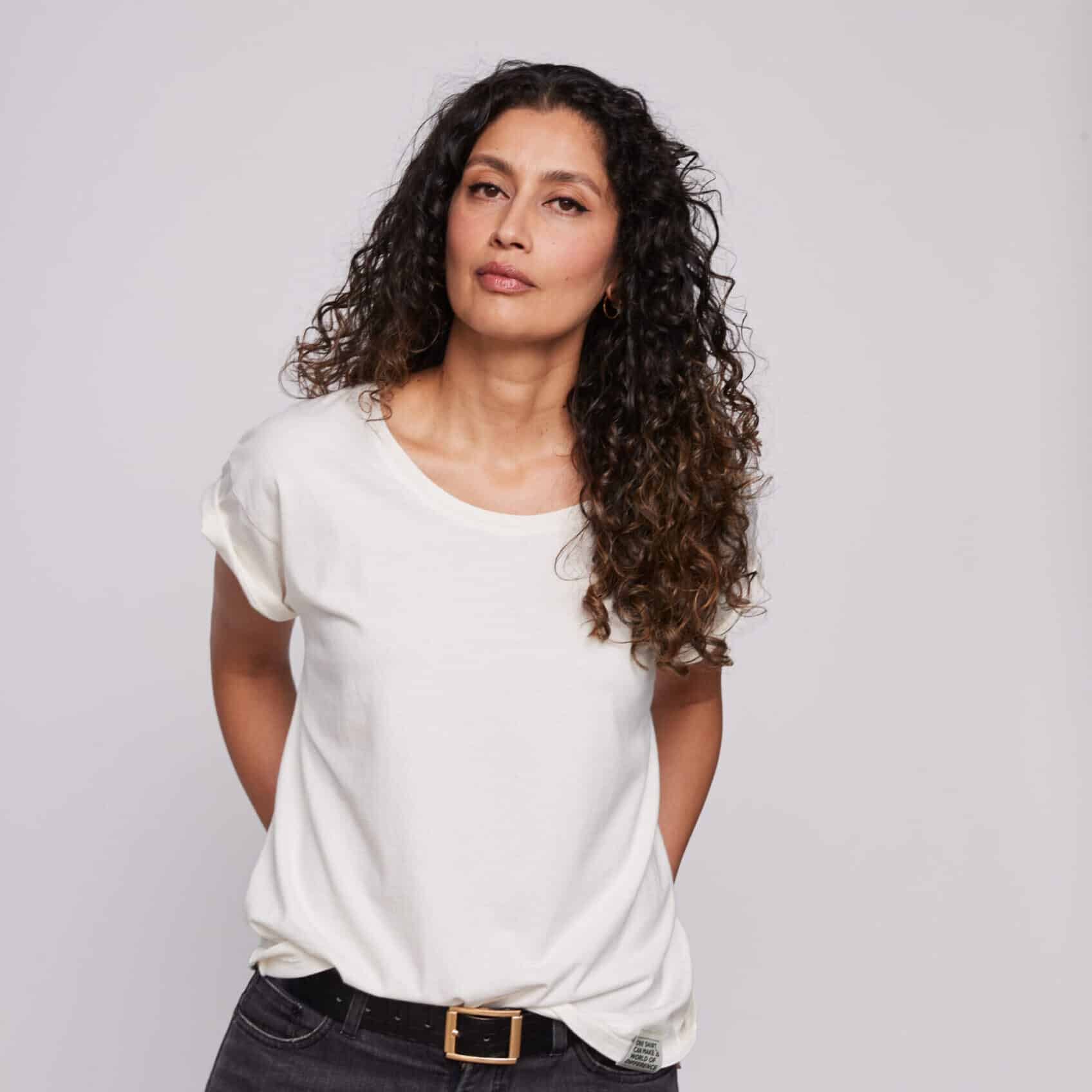 WHISPER WHITE ORGANIC BOXY SCOOP White Organic Women's Shirt by ALTER X